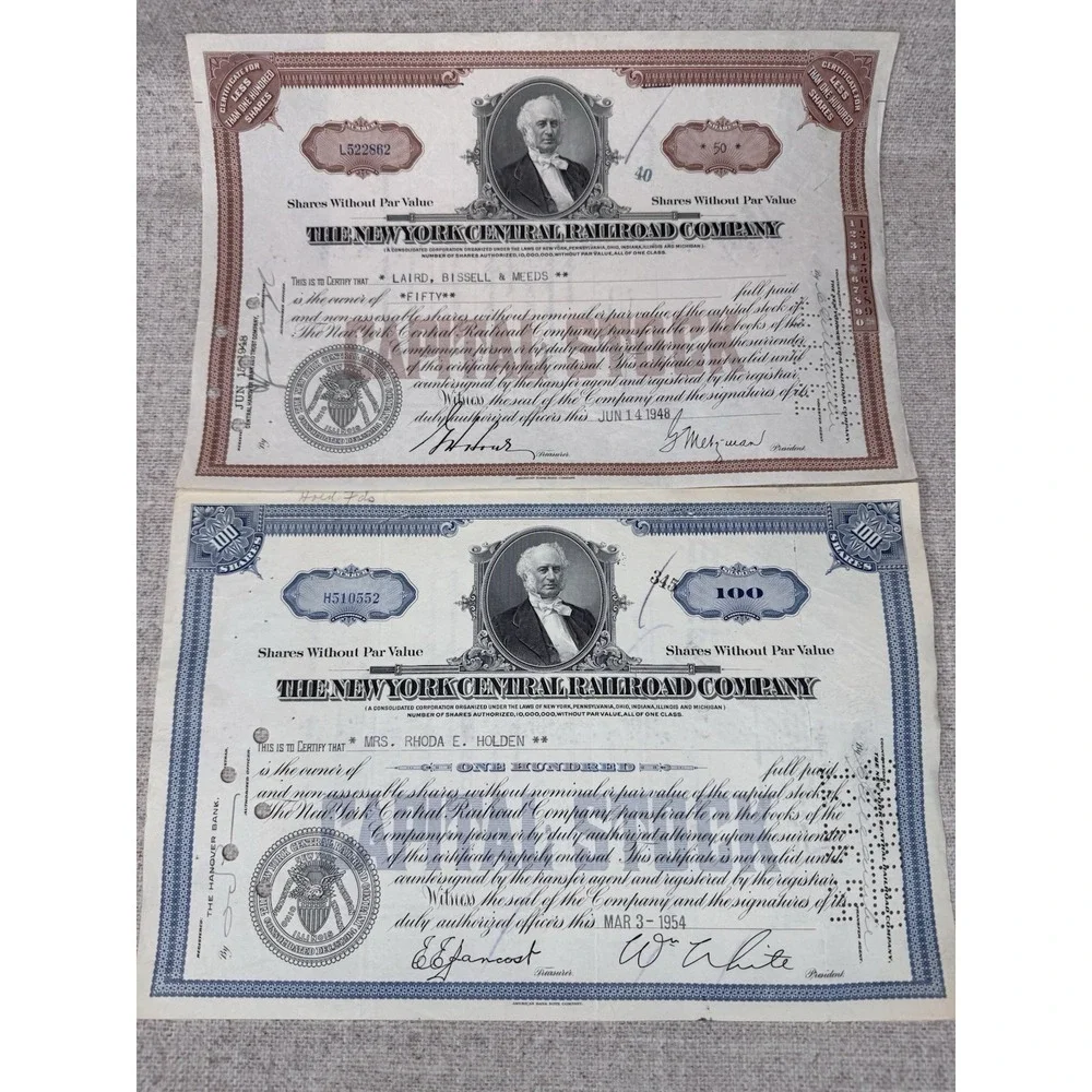 Lot Of 9 United States Vintage Paper stocks & bonds certificates 1930-1982